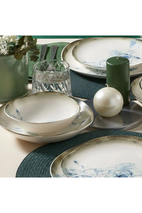 Hermia GBSRD24KY41023178 Vajilla de Porcelana de 24 Piezas para 6 Personas Apta para Lavavajillas y Microondas Elegante y Duradera para Comidas Formales o Informales